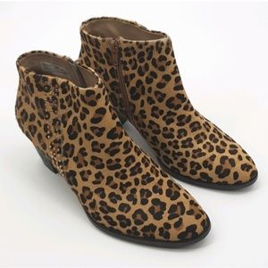 Vionic Leopard Print Calf Hair Georgia Ankle Boot Sz 8